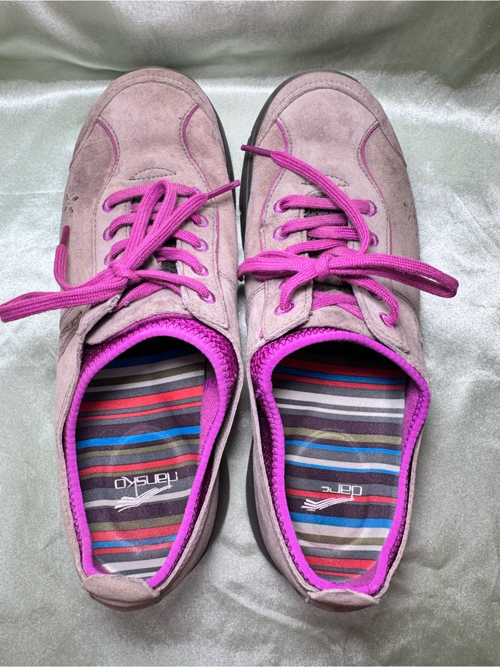Dansko Elise Oxford Sneaker in Taupe Suede Leather with Pink Accents size 39 - Picture 6 of 8
